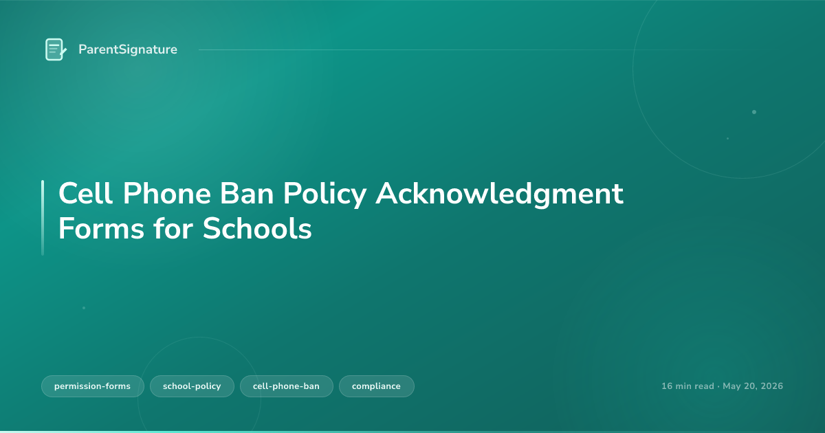 Cell Phone Ban Policy Acknowledgment Forms for Schools